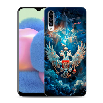 Силиконовый чехол на Samsung Galaxy A30s с принтом Герб флаг России