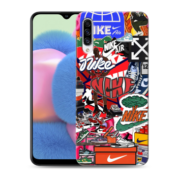 Силиконовый чехол на Samsung Galaxy A30s с принтом Найк Nike яркий