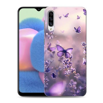 Силиконовый чехол на Samsung Galaxy A30s с принтом бабочки и лаванда