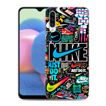Силиконовый чехол на Samsung Galaxy A30s с принтом найк nike черный Силиконовый чехол на Samsung Galaxy A30s с принтом найк nike черный