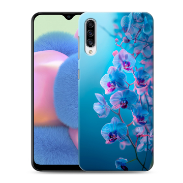 Силиконовый чехол на Samsung Galaxy A30s с принтом голубые орхидеи