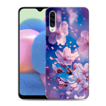 Силиконовый чехол на Samsung Galaxy A30s с принтом цветы бабочки
