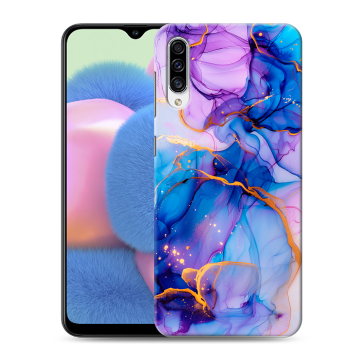 Силиконовый чехол на Samsung Galaxy A30s с принтом синий мрамор