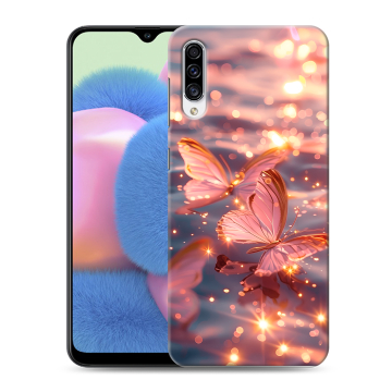 Силиконовый чехол на Samsung Galaxy A30s с принтом бабочки розовые