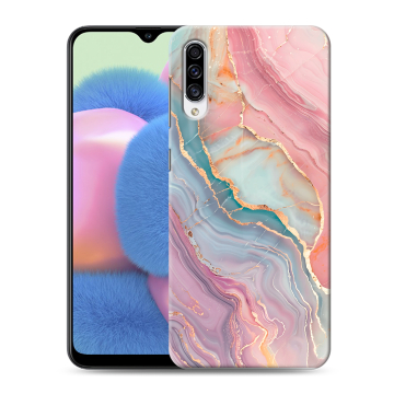 Силиконовый чехол на Samsung Galaxy A30s с принтом розовый мрамор