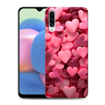 Силиконовый чехол на Samsung Galaxy A30s с принтом розовые сердечки