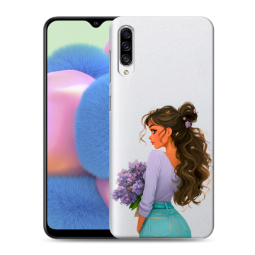 Силиконовый чехол на Samsung Galaxy A30s с принтом девушка цветы Силиконовый чехол на Samsung Galaxy A30s с принтом девушка цветы