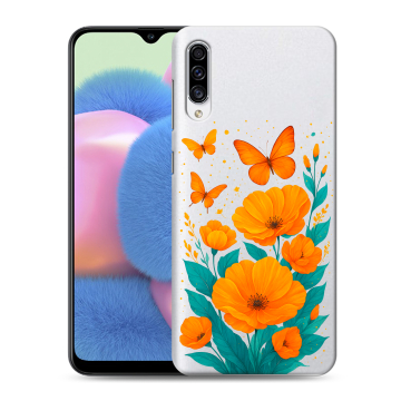 Силиконовый чехол на Samsung Galaxy A30s с принтом цветы бабочки Силиконовый чехол на Samsung Galaxy A30s с принтом цветы бабочки