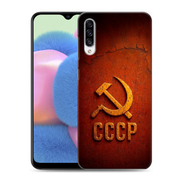 Силиконовый чехол на Samsung Galaxy A30s с принтом Флаг Герб СССР
