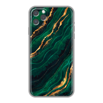 Силиконовый чехол на iPhone 11 Pro с принтом Мрамор зеленое золото