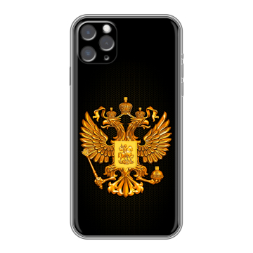 Силиконовый чехол на Iphone 11 Pro с принтом Герб России желтый Силиконовый чехол на Iphone 11 Pro с принтом Герб России желтый