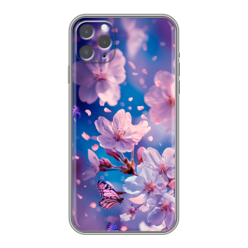 Силиконовый чехол на Iphone 11 Pro с принтом цветы бабочки Силиконовый чехол на Iphone 11 Pro с принтом цветы бабочки