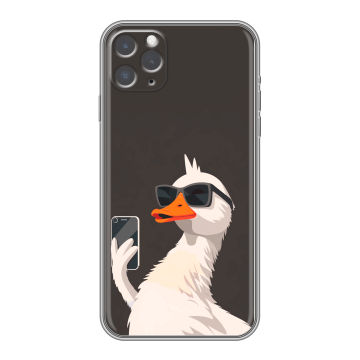Силиконовый чехол на Iphone 11 Pro с принтом утка в очках Силиконовый чехол на Iphone 11 Pro с принтом утка в очках