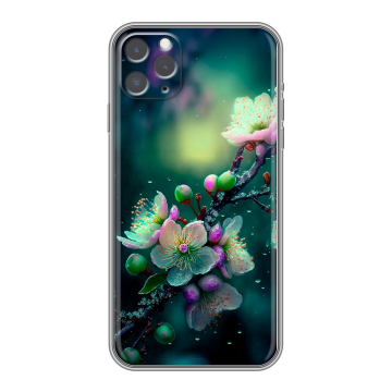 Силиконовый чехол на Iphone 11 Pro с принтом Цветы и мрамор