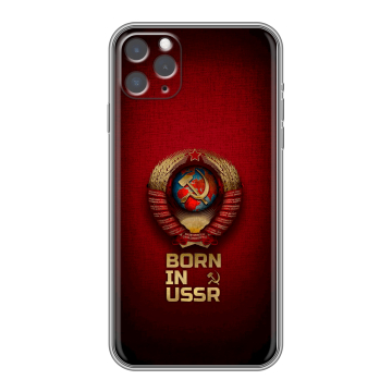 Силиконовый чехол на Iphone 11 Pro с принтом Флаг Герб СССР