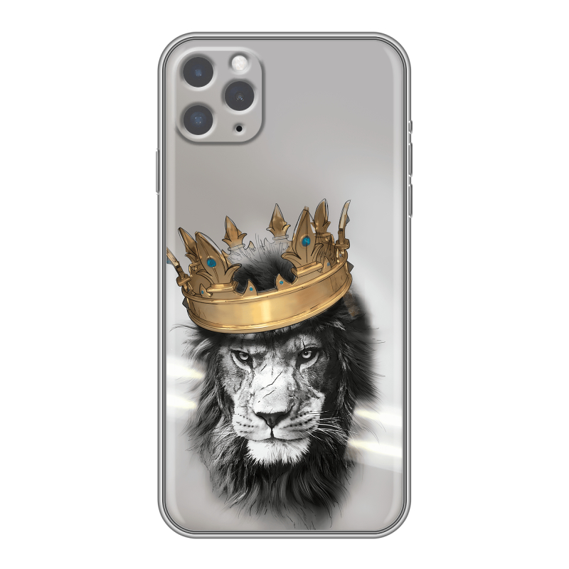 Силиконовый противоударный чехол на Iphone 11 Pro с принтом Лев с короной Силиконовый противоударный чехол на Iphone 11 Pro с принтом Лев с короной