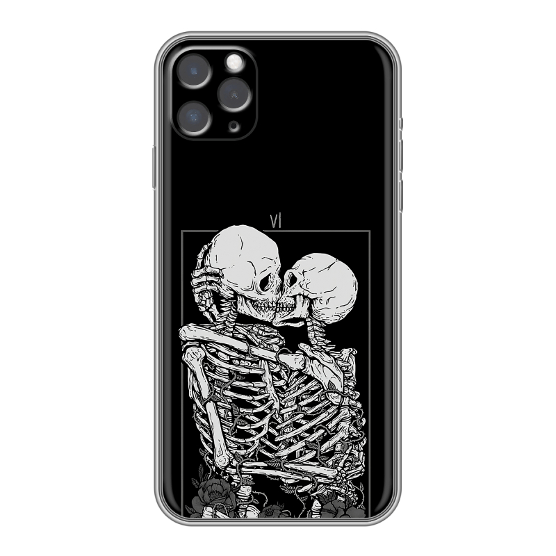 Силиконовый противоударный чехол на Iphone 11 Pro с принтом Поцелуй скелетов Силиконовый противоударный чехол на Iphone 11 Pro с принтом Поцелуй скелетов