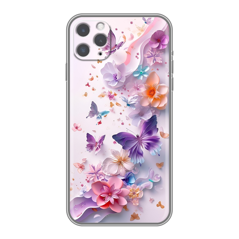 Силиконовый чехол на iPhone 11 Pro с принтом цветы бабочки Силиконовый чехол на iPhone 11 Pro с принтом цветы бабочки