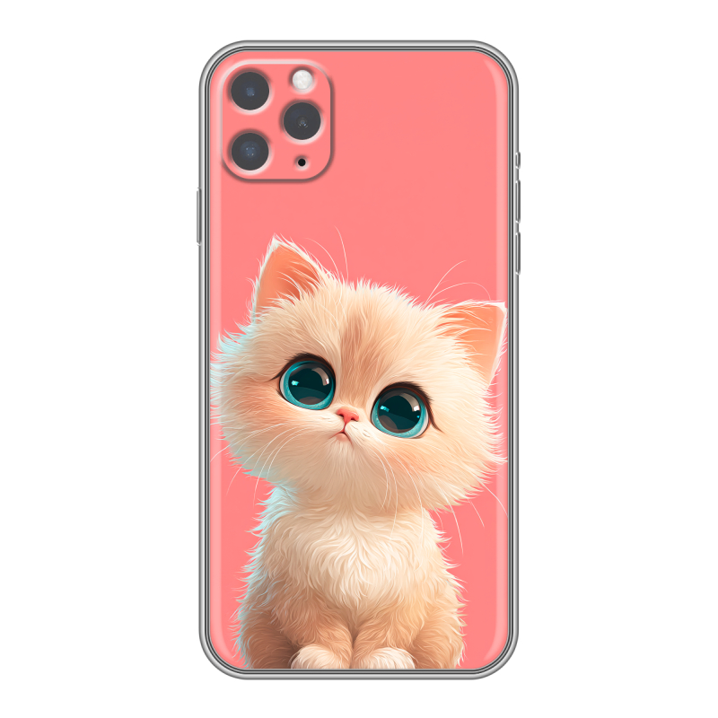 Силиконовый противоударный чехол на Iphone 11 Pro с принтом Розовый котенок Силиконовый противоударный чехол на Iphone 11 Pro с принтом Розовый котенок