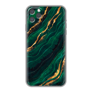 Силиконовый чехол на iPhone 11 Pro Max с принтом Мрамор зеленое золото