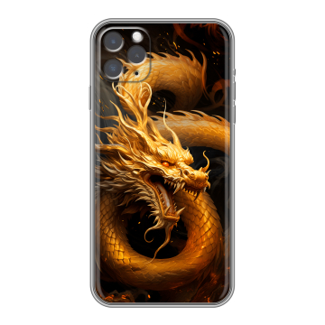 Силиконовый чехол на Iphone 11 Pro Max с принтом Золотой дракон Силиконовый чехол на Iphone 11 Pro Max с принтом Золотой дракон