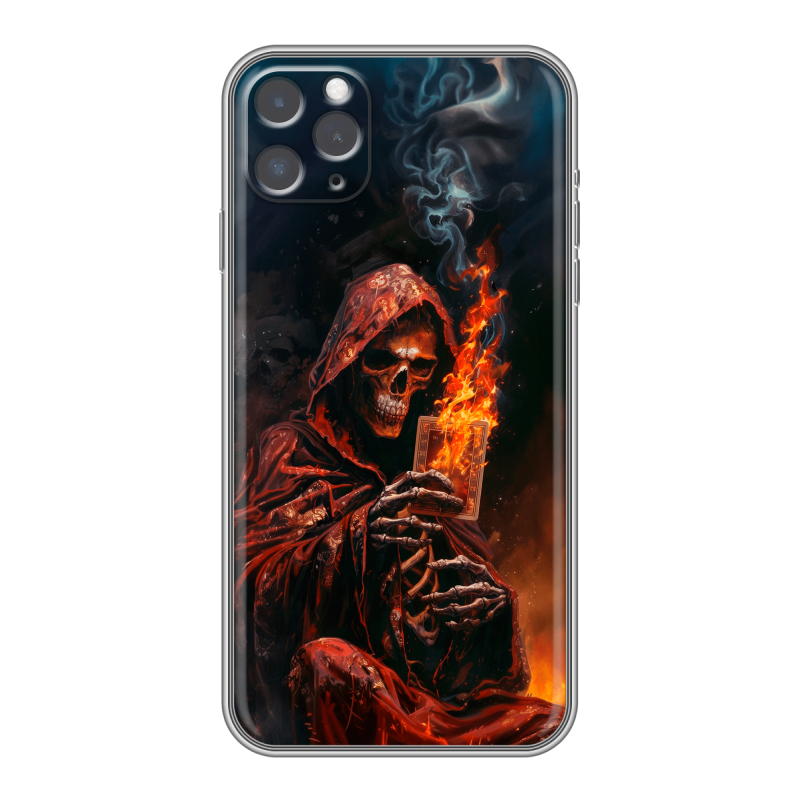 Силиконовый противоударный чехол на Iphone 11 Pro Max с принтом Скелет и карты Силиконовый противоударный чехол на Iphone 11 Pro Max с принтом Скелет и карты