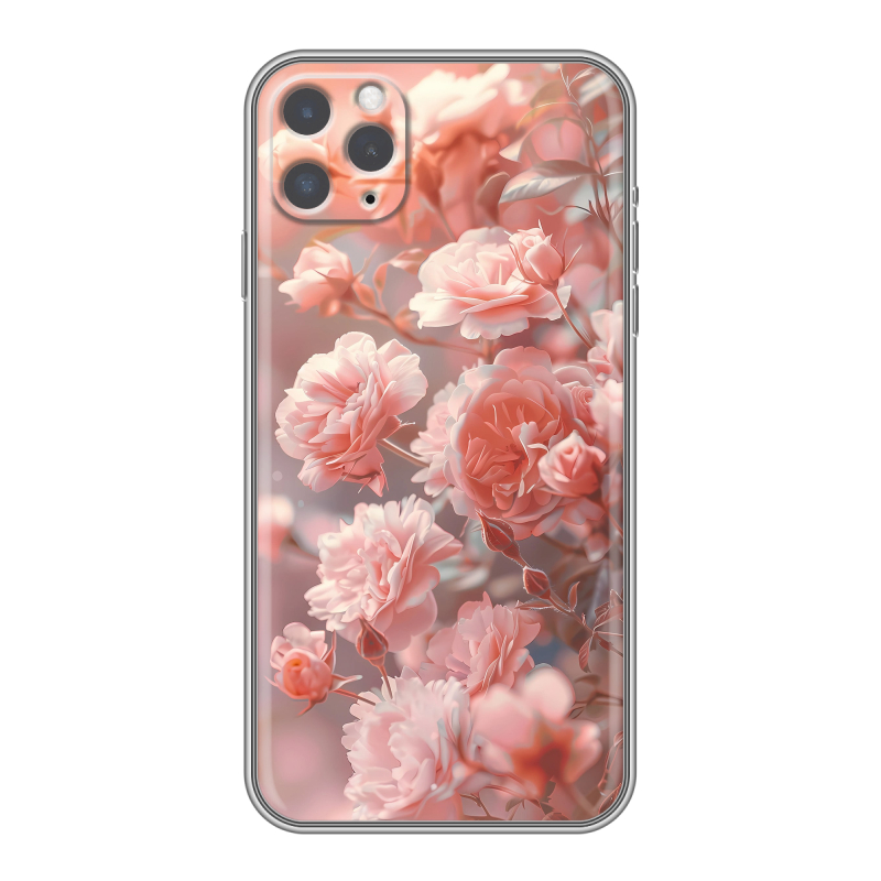 Пластиковый чехол на Iphone 11 Pro Max с принтом Розовые розы Пластиковый чехол на Iphone 11 Pro Max с принтом Розовые розы