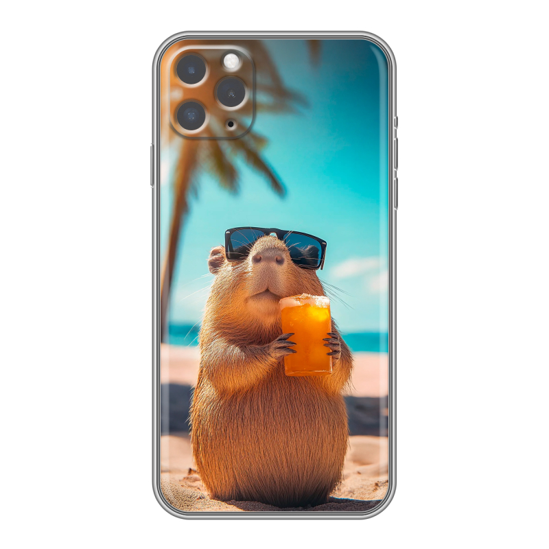 Силиконовый чехол на Iphone 11 Pro Max с принтом Капибара Силиконовый чехол на Iphone 11 Pro Max с принтом Капибара