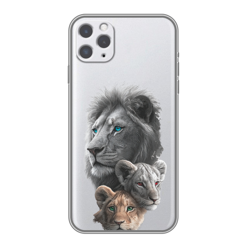 Пластиковый чехол на Iphone 11 Pro Max с принтом Львы Пластиковый чехол на Iphone 11 Pro Max с принтом Львы