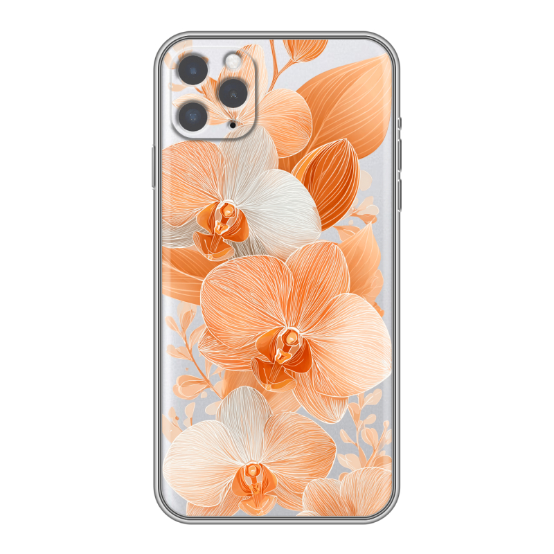 Силиконовый чехол на Iphone 11 Pro Max с принтом Бежевые цветы Силиконовый чехол на Iphone 11 Pro Max с принтом Бежевые цветы