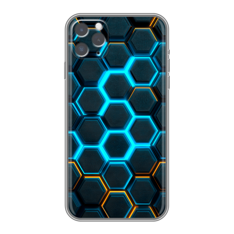Пластиковый чехол на Iphone 11 Pro Max с принтом Неоновые соты Пластиковый чехол на Iphone 11 Pro Max с принтом Неоновые соты