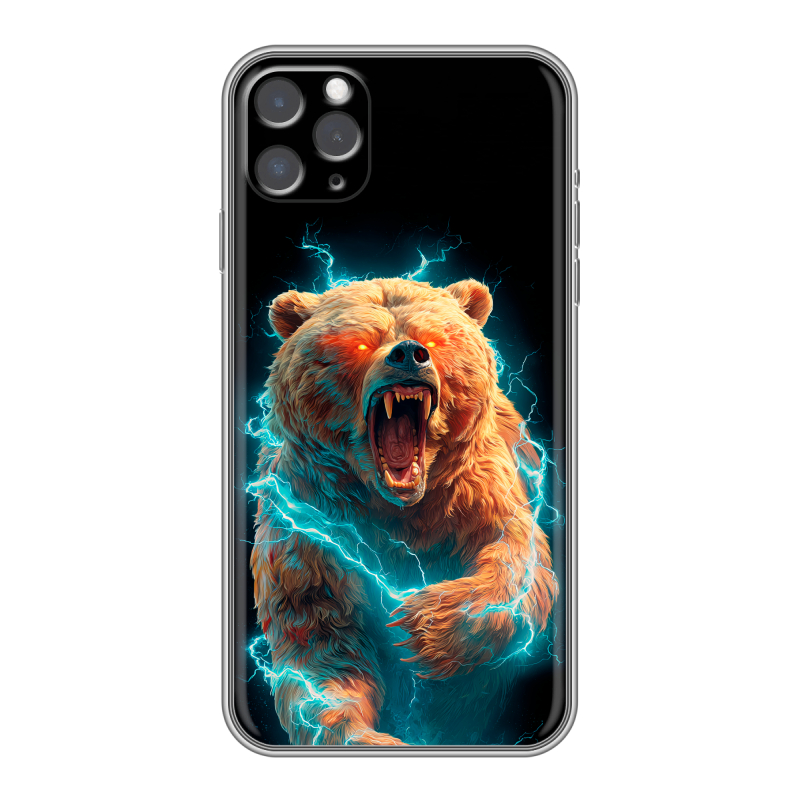 Силиконовый противоударный чехол на Iphone 11 Pro Max с принтом Медведь Силиконовый противоударный чехол на Iphone 11 Pro Max с принтом Медведь
