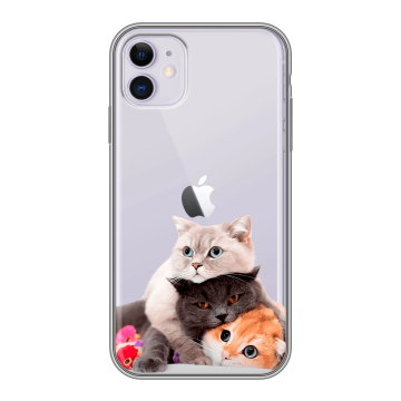 Силиконовый чехол на iPhone 11 с принтом Кошки Силиконовый чехол на iPhone 11 с принтом Кошки