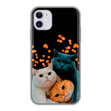 Силиконовый чехол на iPhone 11 с принтом Кошки Силиконовый чехол на iPhone 11 с принтом Кошки
