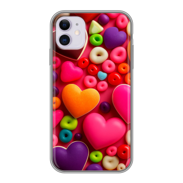 Силиконовый чехол на iPhone 11 с принтом Сердечки Силиконовый чехол на iPhone 11 с принтом Сердечки