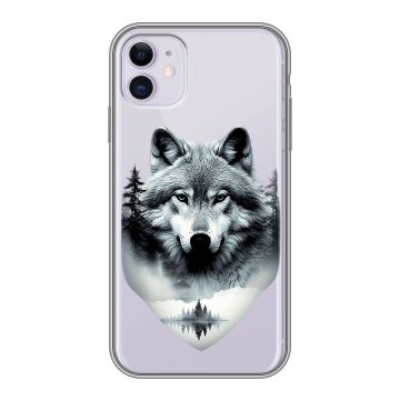 Силиконовый чехол на Iphone 11 с принтом Волк в лесу Силиконовый чехол на Iphone 11 с принтом Волк в лесу