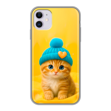 Силиконовый чехол на Iphone 11 с принтом Котенок в шапке Силиконовый чехол на Iphone 11 с принтом Котенок в шапке