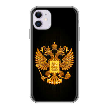 Силиконовый чехол на Iphone 11 с принтом Герб России желтый Силиконовый чехол на Iphone 11 с принтом Герб России желтый