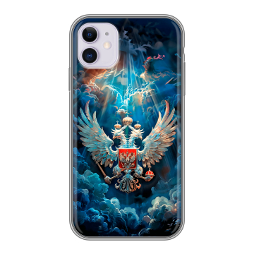 Силиконовый чехол на Iphone 11 с принтом Герб флаг России Силиконовый чехол на Iphone 11 с принтом Герб флаг России