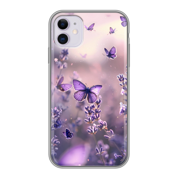 Силиконовый чехол на Iphone 11 с принтом бабочки и лаванда Силиконовый чехол на Iphone 11 с принтом бабочки и лаванда