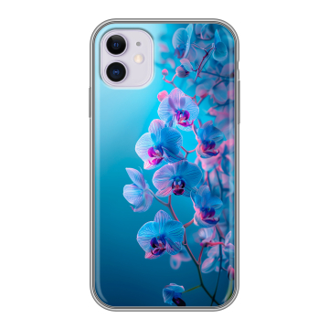 Силиконовый чехол на Iphone 11 с принтом голубые орхидеи Силиконовый чехол на Iphone 11 с принтом голубые орхидеи