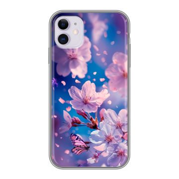 Силиконовый чехол на Iphone 11 с принтом цветы бабочки Силиконовый чехол на Iphone 11 с принтом цветы бабочки