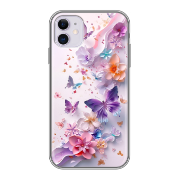 Силиконовый чехол на Iphone 11 с принтом цветы бабочки Силиконовый чехол на Iphone 11 с принтом цветы бабочки