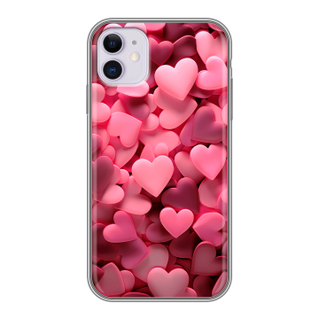 Силиконовый чехол на Iphone 11 с принтом розовые сердечки Силиконовый чехол на Iphone 11 с принтом розовые сердечки