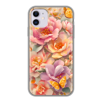 Силиконовый чехол на Iphone 11 с принтом Цветы и бабочки