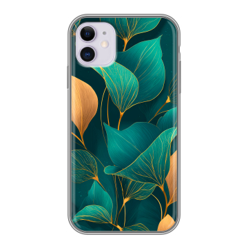 Силиконовый чехол на Iphone 11 с принтом Листья и золото