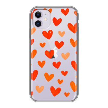 Силиконовый чехол на Iphone 11 с принтом Сердечки