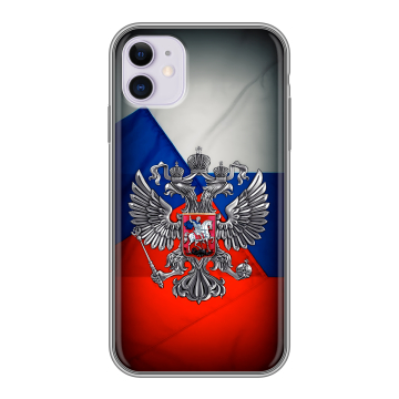 Силиконовый чехол на Iphone 11 с принтом Флаг России Силиконовый чехол на Iphone 11 с принтом Флаг России