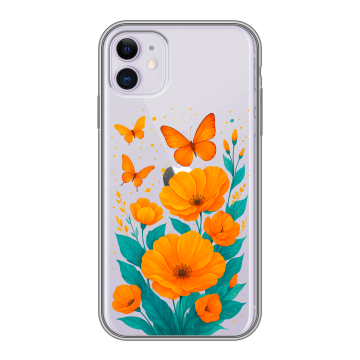 Силиконовый чехол на Iphone 11 с принтом цветы бабочки