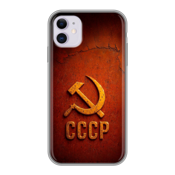 Силиконовый чехол на Iphone 11 с принтом Флаг Герб СССР Силиконовый чехол на Iphone 11 с принтом Флаг Герб СССР